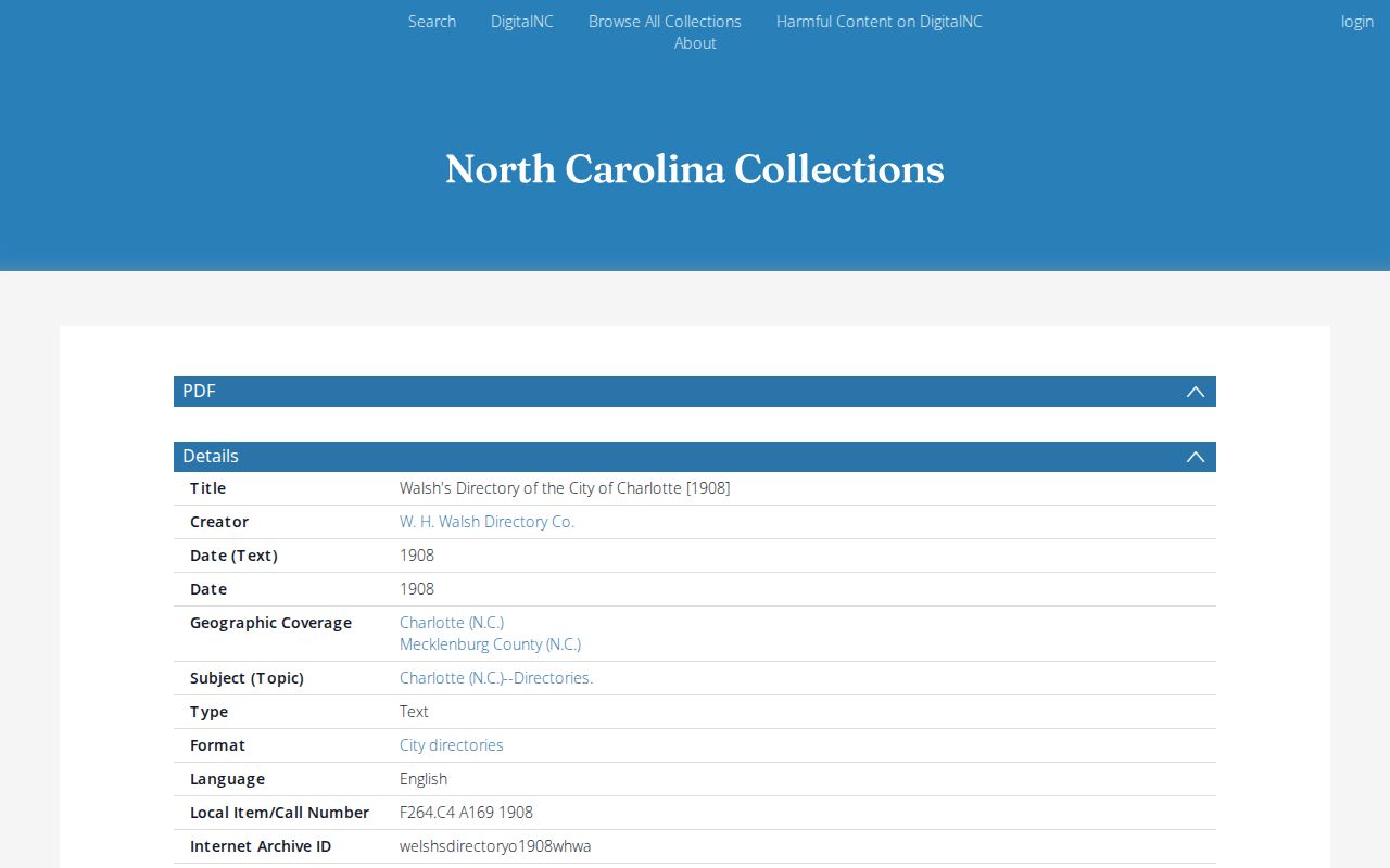 Matthews residents directory DigitalNC Walsh city directory record