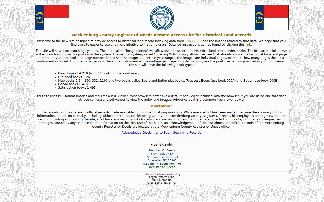Matthews residents directory historical Mecklenburg deed index