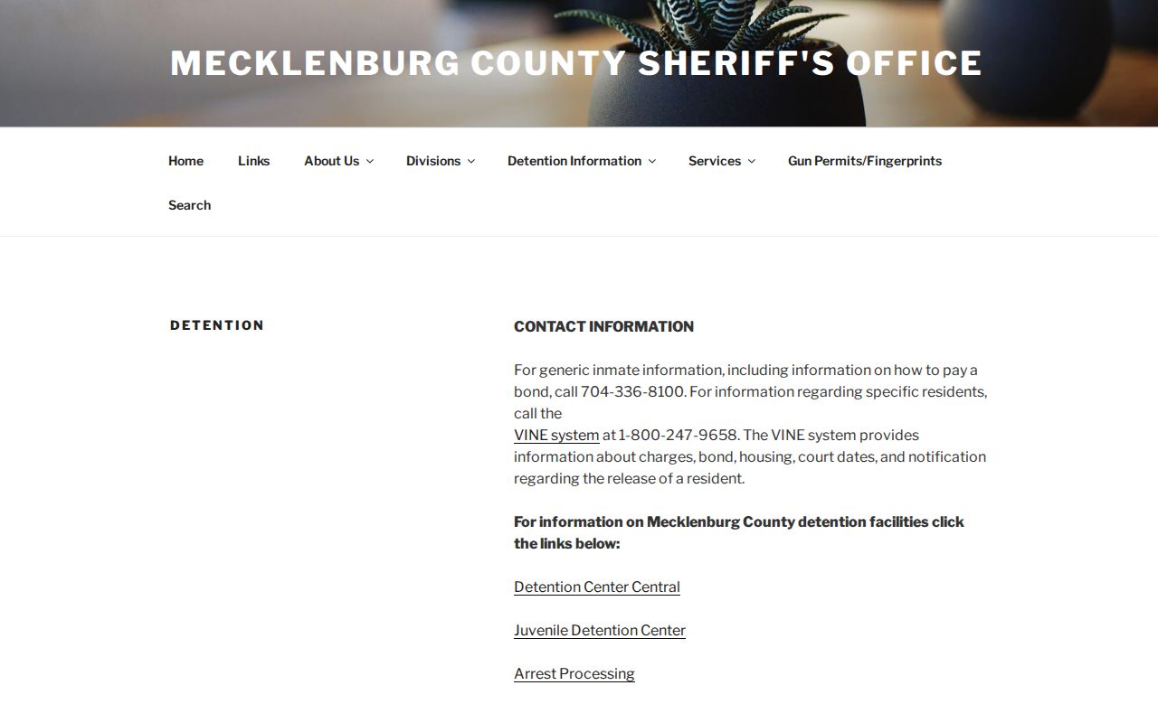 Matthews neighbors official Mecklenburg detention information source