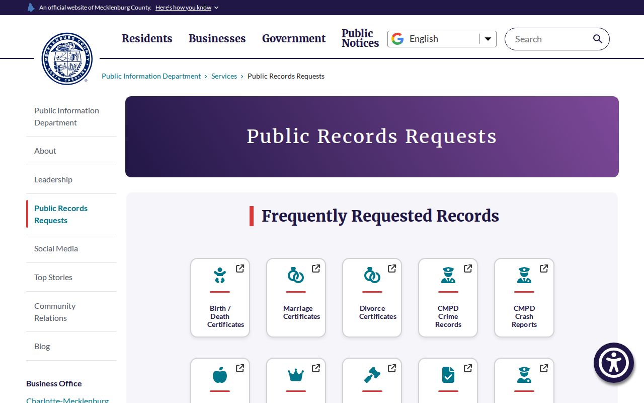 Matthews resident lookup Mecklenburg public records request portal