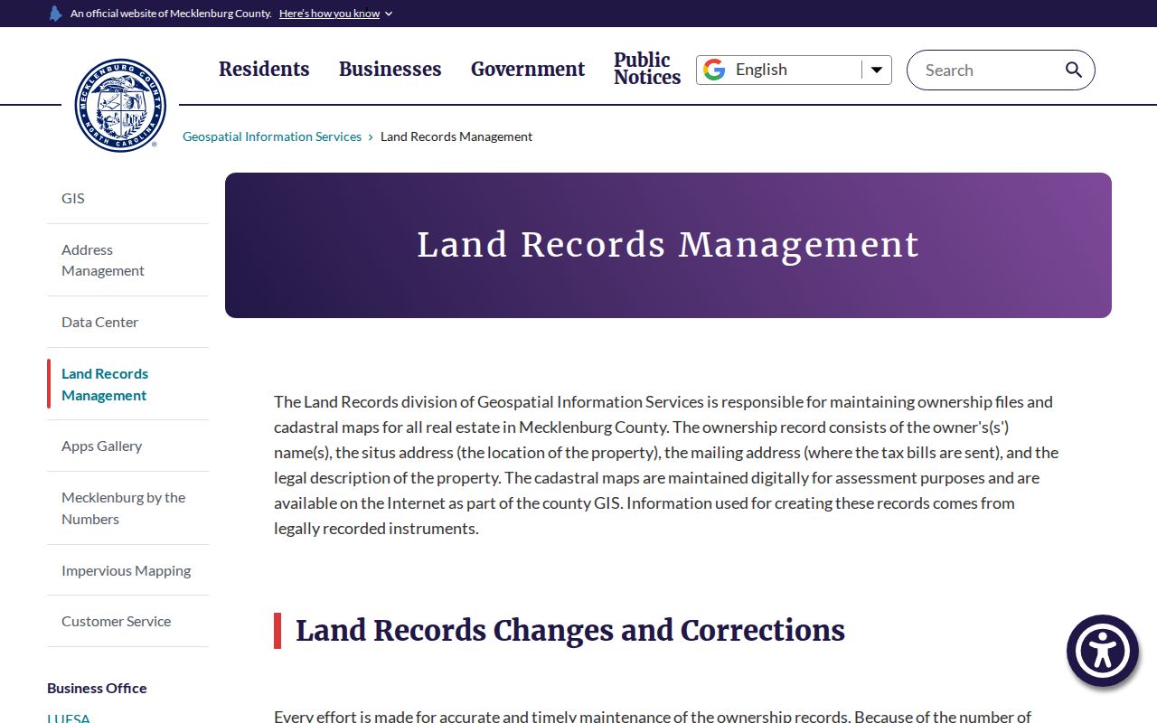 Matthews street directory Mecklenburg land records fields