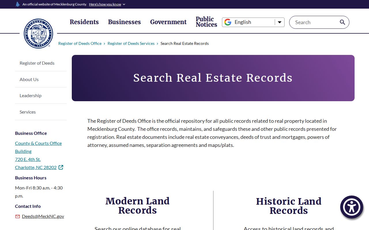 Matthews street directory Mecklenburg real estate records service